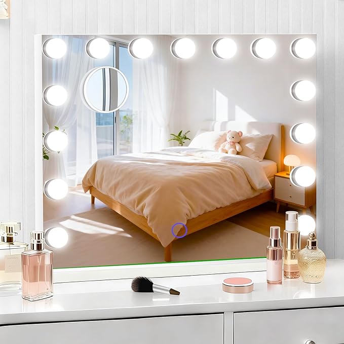 Hollywood Vanity Mirror with Lights, 3 Color Lights, 10x Magnification