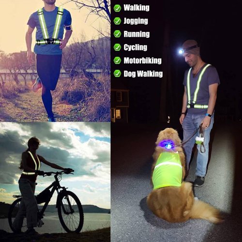 2Pack Reflective Vest Running Gear, Safety VES Adjustable High Visibility for Night Cycling, Highking, Dog Walking, Jogging (Green+Green)