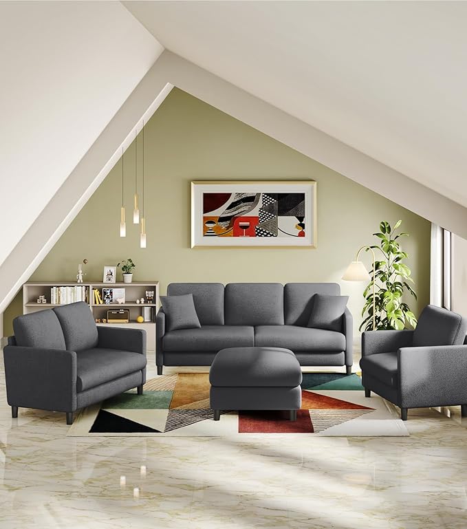 Loveseat Sofa, 51" Love Seat, Comfy Teddy Small Loveseat for Small Spaces, Tool-Free Setup Sofa Couch for Bedroom, All-Wood Couches for Living Room, No Pillow Included, Grey