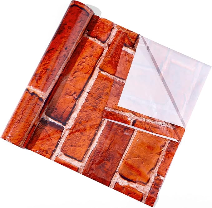 Chuangdi 2pcs 4.5 x 9 Feet Brick Wallpaper Peel and Stick Backdrop Tablecloth