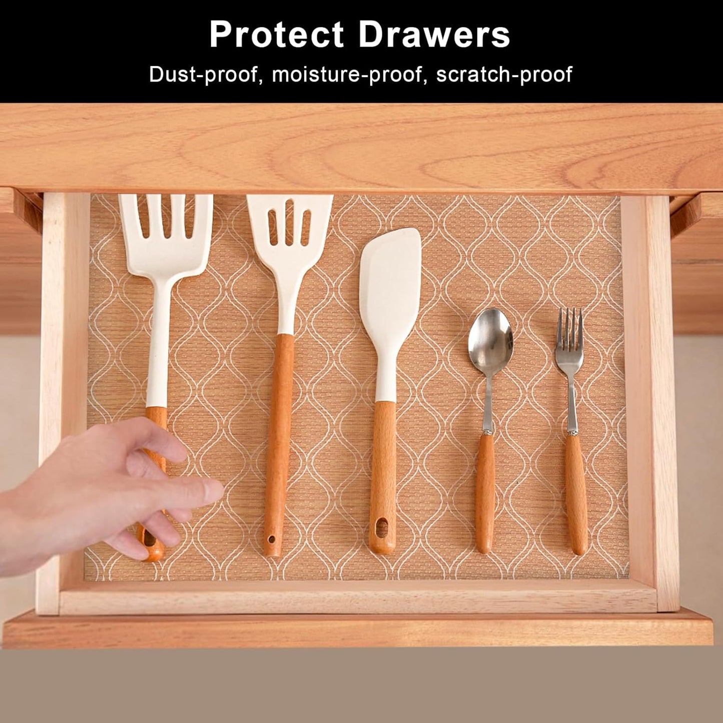 Cooyes Shelf Liner for Kitchen Cabinets Waterproof Kitchen Cupboard Liner Plastic Drawer Mats EVA Material Non Adhesive Fridge Mats for Shelves