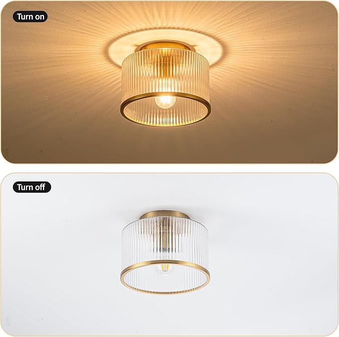 MAYNA Modern Gold Ceiling Light Fixture, 1-Light Hallway Light Fixtures Ceiling Mount, Dimmable Foyer Kitchen Lighting Fixtures for Bedroom Bathroom Dining Room Laundry Room Entryway