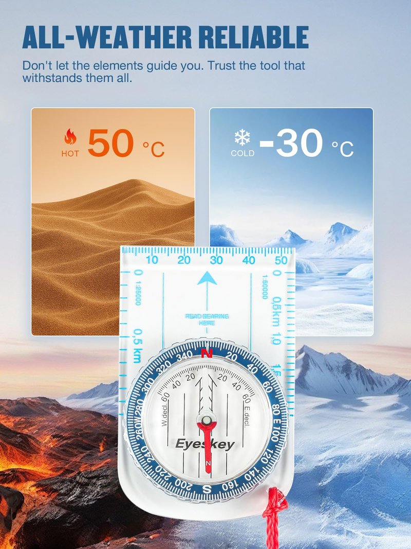 Eyeskey Ultra-Light Compass,Compact Hiking&Mountaineering, Accurate Orienteering Compass with Map Scales for Backpacking, Trekking & Scout Navigation