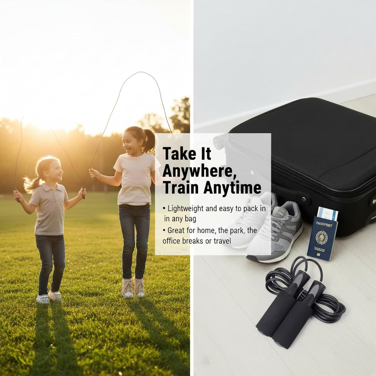 XYLsports Jump Rope - Adjustable PVC Fitness Rope with Tangle-Free Design & Foam Handles | Ideal for Cardio & Home Workouts