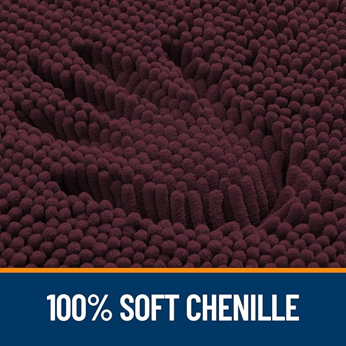 OLANLY Bathroom Rugs 36x24, Extra Soft Absorbent Chenille Bath Rugs, Rubber Backing Quick Dry, Machine Washable Bath Mats for Bathroom Floor, Tub and Shower, Home Decor Accessories, Black Cherry