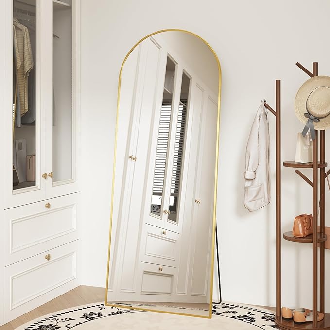 Sweetcrispy 56"x21" Arched Full Length Mirror, Leaning or Standing Full Body