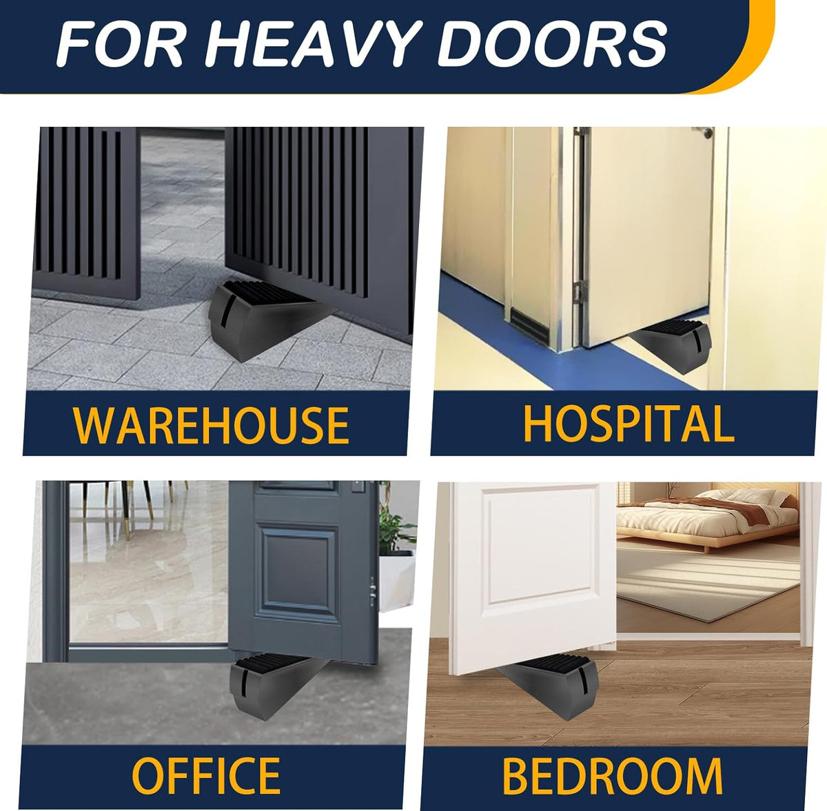 Heavy Duty Door Stopper Adjustable Spring Large Stoppers Wedge, Tall up to 3 Inches Doorstop Stainless steels Made Suits Any Heavy Doors