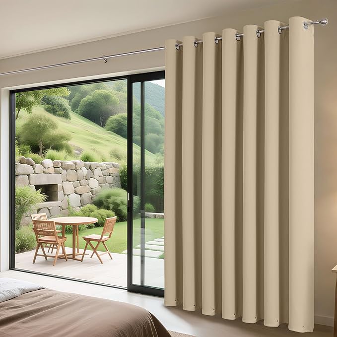 Joydeco Blackout Patio Sliding Door Curtains 84 Inches Long, Grommet Privacy
