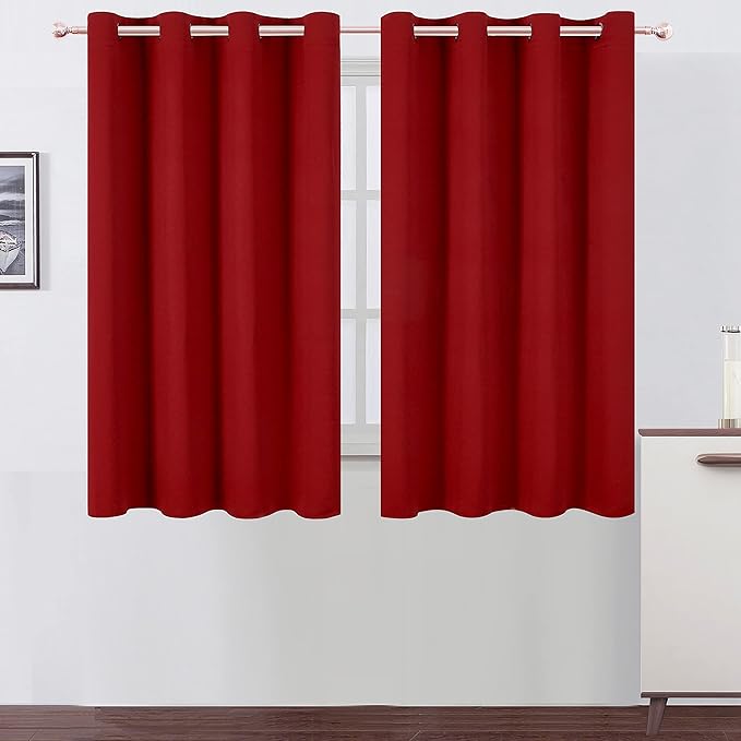 LEMOMO Red Thermal Blackout Curtains/52 x 54 Inch/Set of 2 Panels Room