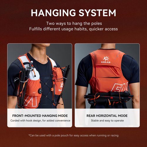 KAILAS FUGA AIR 8 Ⅳ Running Hydration Vest Hydration Pack Lightweight with Two TPU Water Bladders for Women Men Trail Cycling Hiking FUGA Orange L