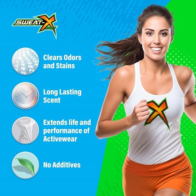 SWEAT X Max Odor Defense Laundry Detergent Liquid - Natural Washing Detergent for Activewear & Gym Clothes - Laundry Detergent for Sensitive Skin - Concentrated Detergent, 45 Loads/Bottle (4 Bottles)