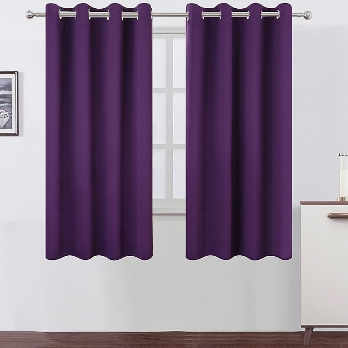 LEMOMO Purple Blackout Curtains 66 x 63 Inch Length/Set of 2 Curtain
