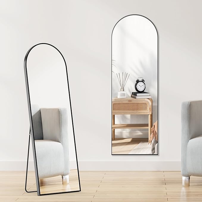 Sweetcrispy 59"x16" Arched Full Length Mirror, Leaning or Standing Full Body
