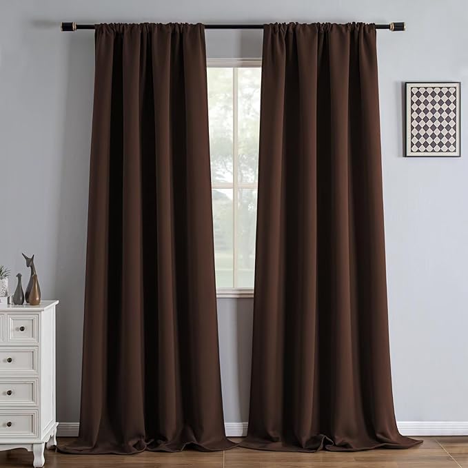 IGEMAEVE Blackout Curtains 96 Inch Length 2 Panels Set, Rod Pocket Energy