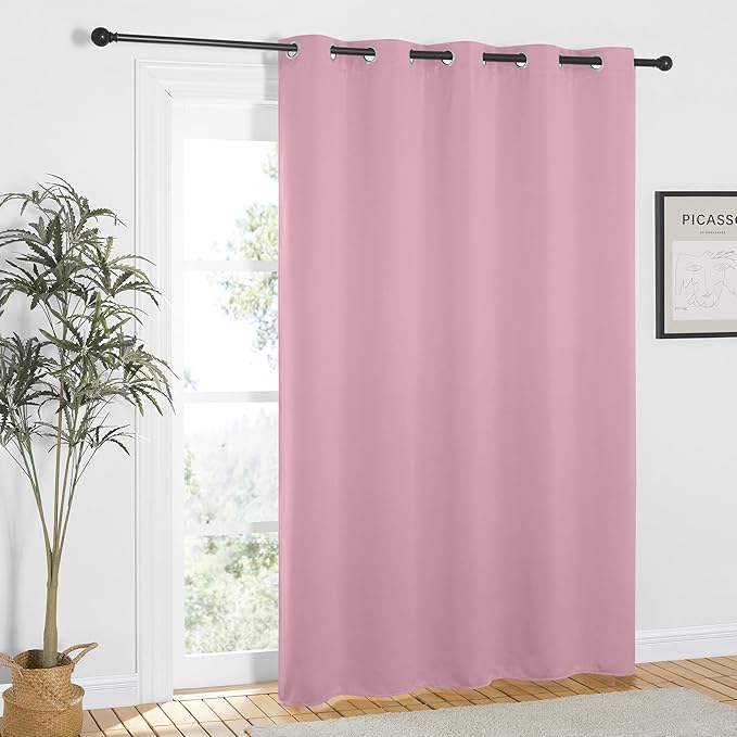 NICETOWN Rouge Pink Blackout Curtains 84 inch Length, Grommet Top Room