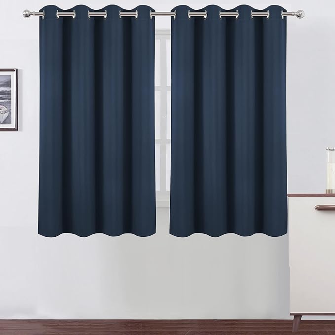 LEMOMO Navy Blue Blackout Curtains/52 x 45 Inch/Set of 2 Panels Room Darkening