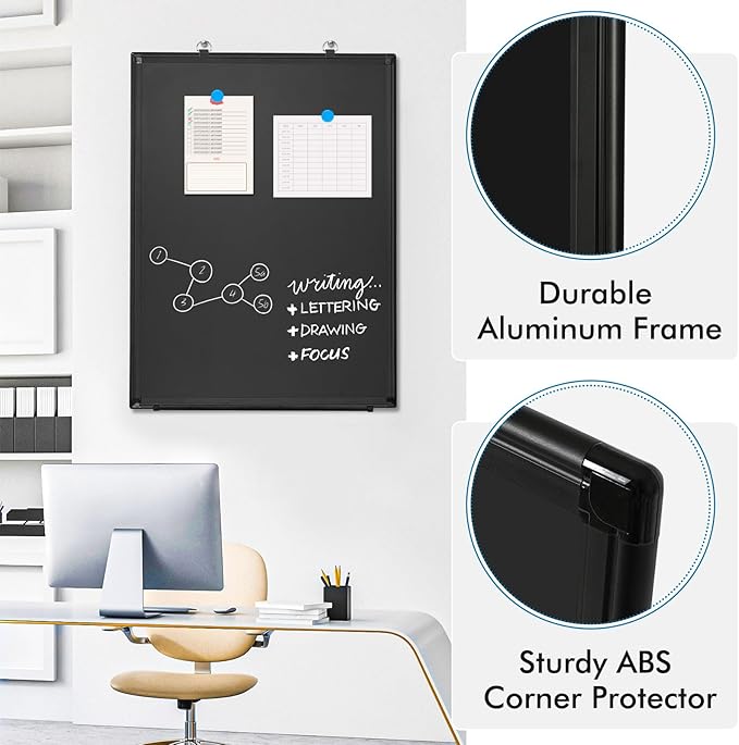 Magnetic Chalk Board, 36“x24” Black Chalkboard Double-Sided Dry Erase Board