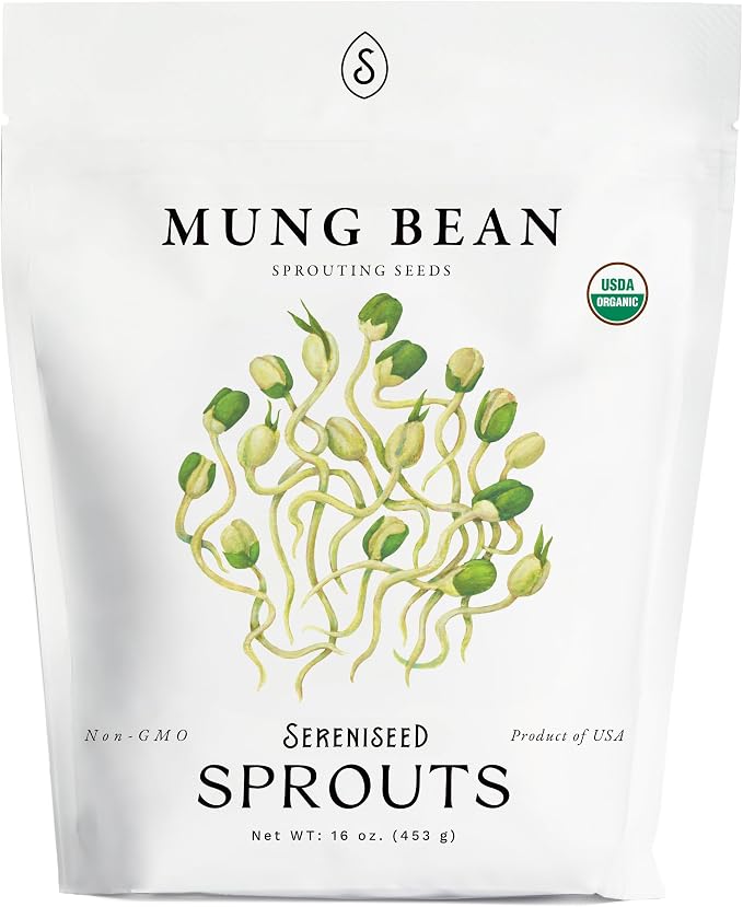 Organic Mung Bean Sprout Seeds (16 oz) – Non-GMO, Heirloom Seeds for Sprouting and Microgreens