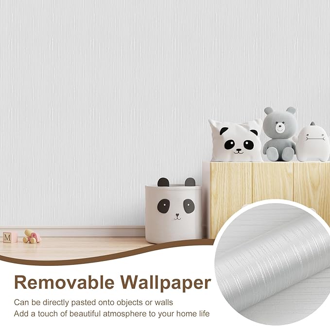 White Grasscloth Peel and Stick Wallpaper Modern Grasscloth Wallpaper 15.7" x