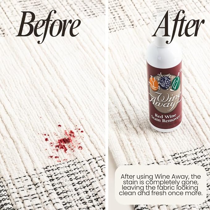 Wine Away Red Wine Stain Remover - Perfect Fabric, Upholstery and Carpet Cleaner Spray Solution - Effectively Removes Blood, Coffee, and Pet Stains - Fresh Citrus Scent - 12oz (Set of 4 bottles)