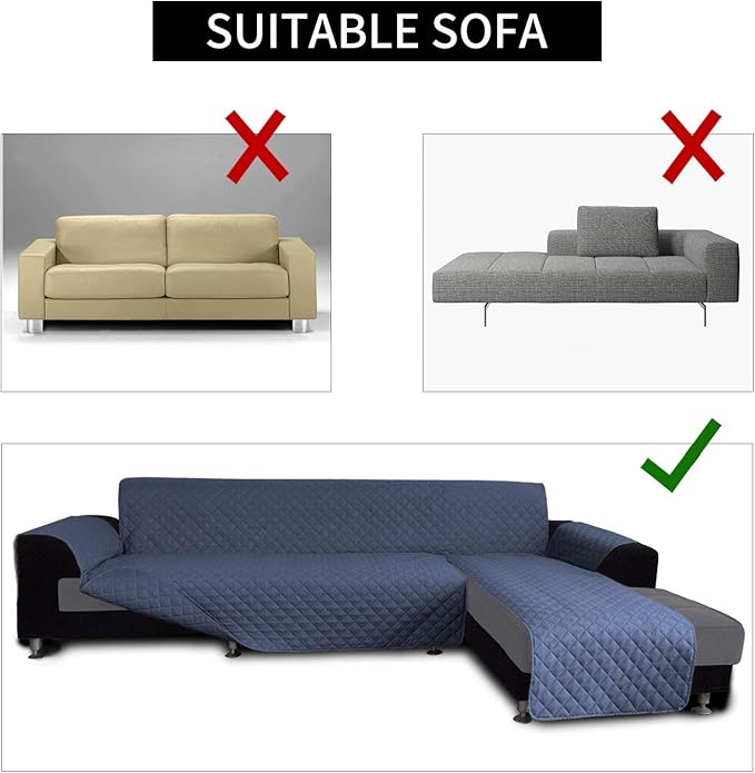 Easy-Going Sectional Couch Covers for Dogs L Shape Sofa Cover Reversible Sofa Slipcover Chaise Lounge Cover Furniture Protector Cover for Pets Dog(X-Large, Dark Blue/Dark Blue)