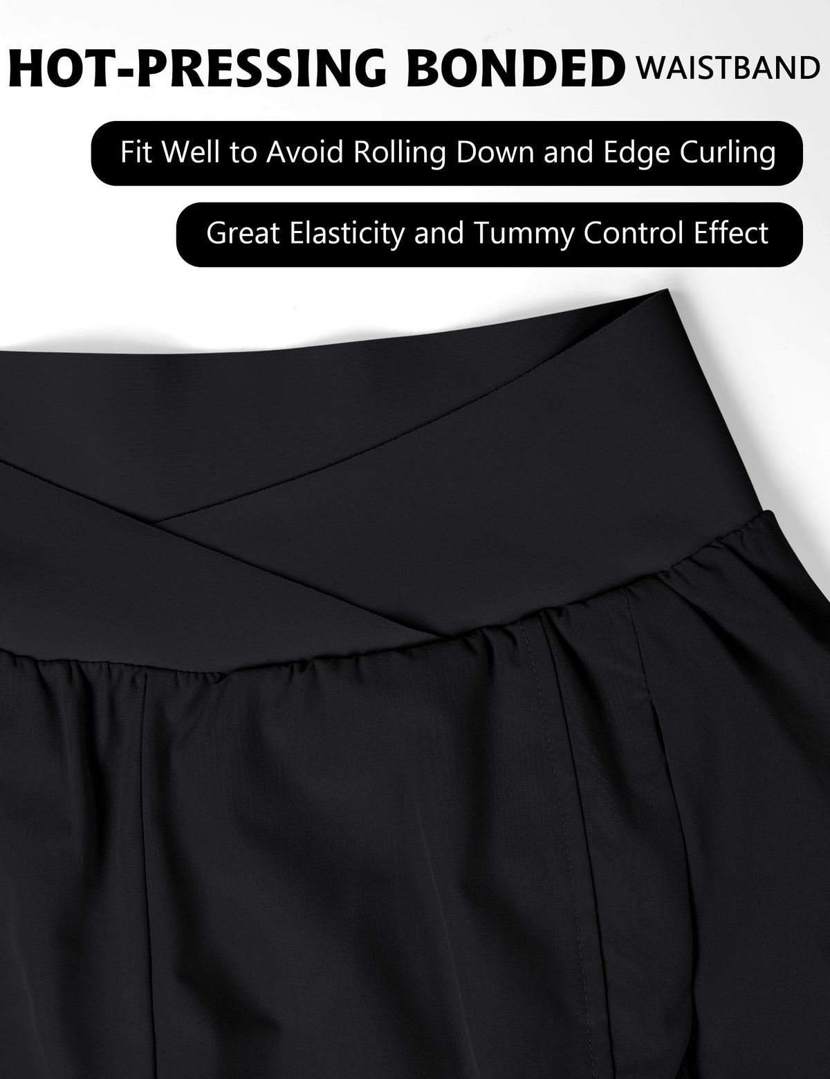Blooming Jelly Women's Workout Shorts Athletic Running Cross V Cut Waist Work Out Preppy Shorts with Zipper Pockets (Black and White,X-Large)
