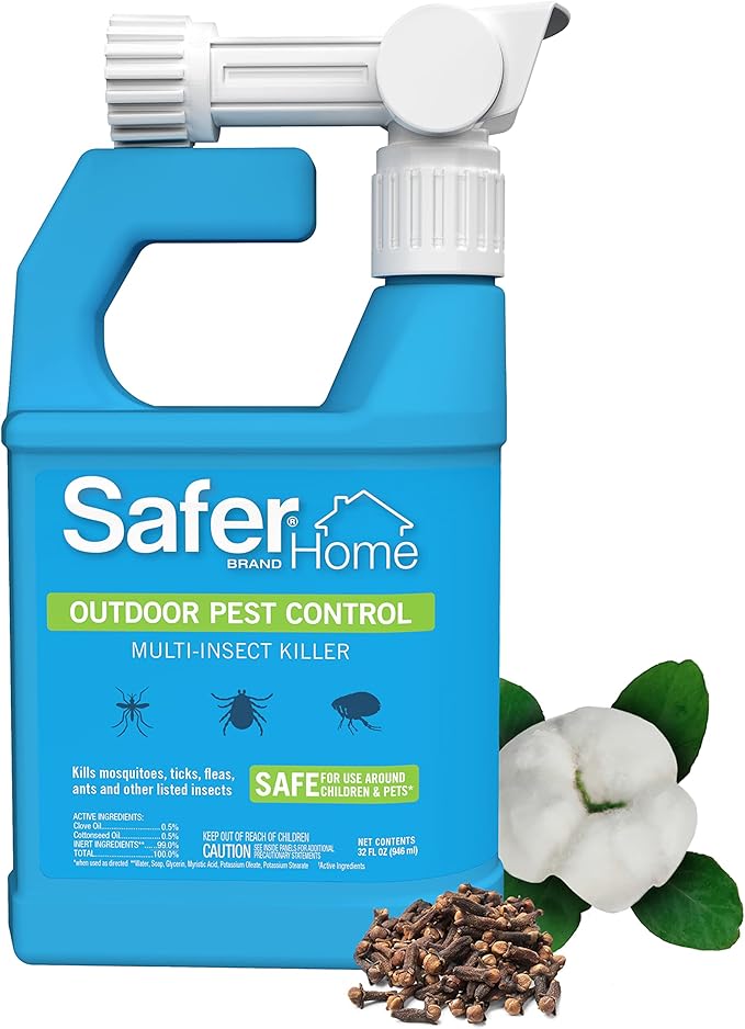 Safer Home Outdoor Mosquito, Tick, Flea & Ant Multi-Insect Killer Hose-End Spray – Made with Natural Oils – SH620, 32 oz Hose-End Spray Bottle