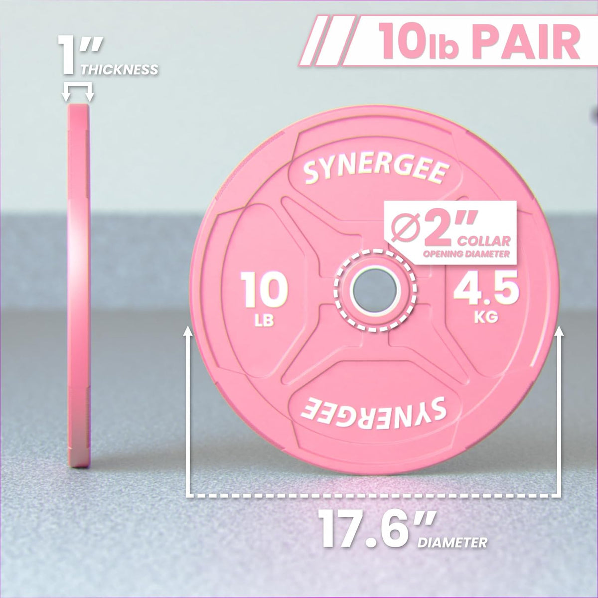 Synergee Bumper Plates – Durable Olympic Weight Plates, Low-Bounce Rubber for Strength Training, Powerlifting, and Functional Workouts.