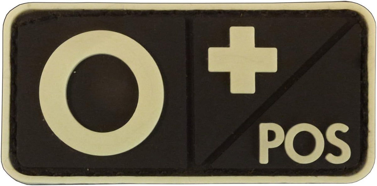 O Positive Mini First Aid Blood Type PVC Patch - Glow in the Dark, Velcro-Compatible for Hats & Gear
