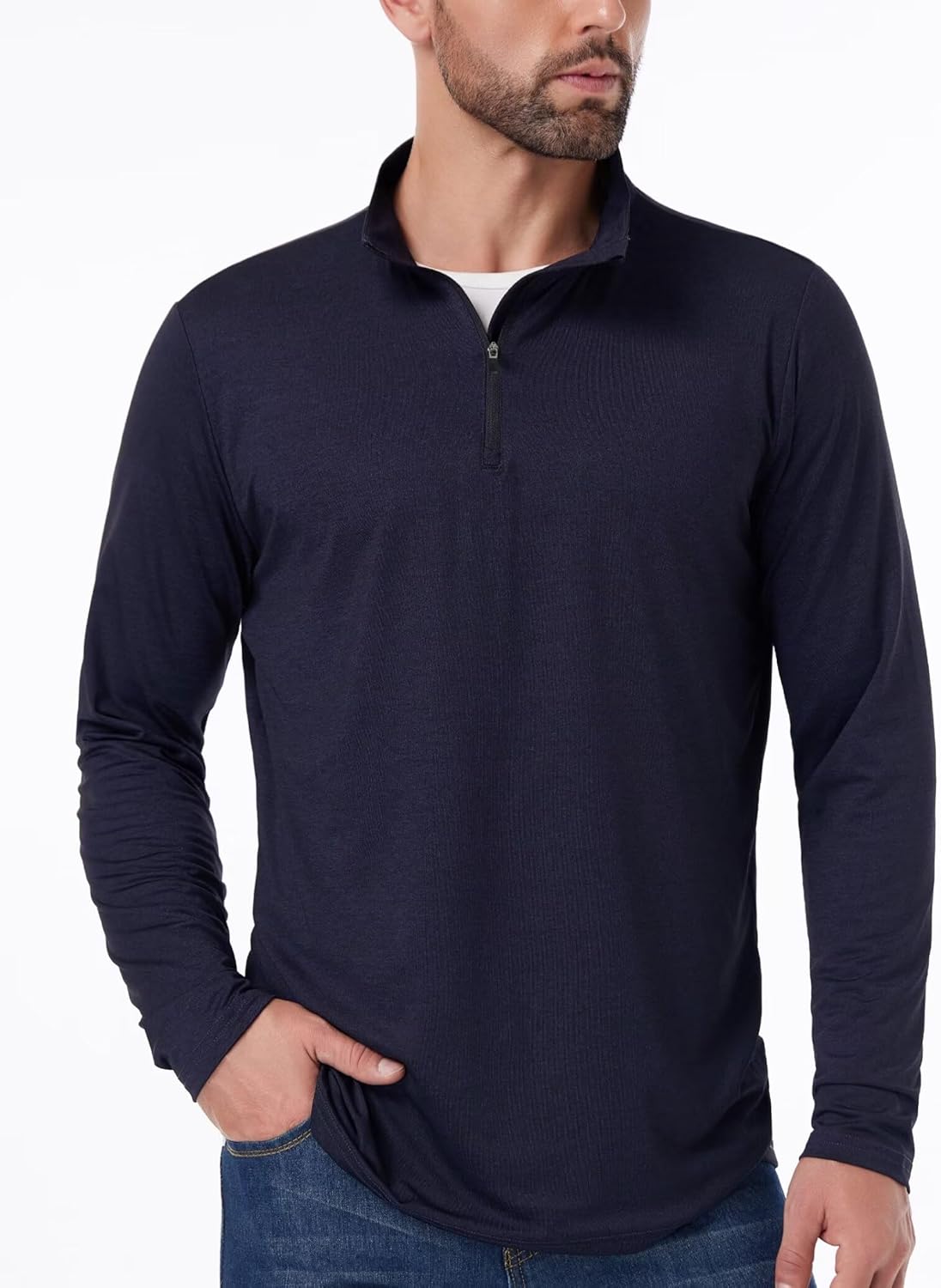 OYGSieg Men's Quarter Zip Pullover - Lightweight Quick-Dry Athletic Tops | 4 Pack, Casual Style