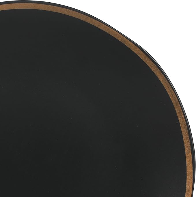 Gibson Elite Kings Road Double Plates and Bowl Organic Round Porcelain Dinnerware Set - Matte Black w/Gold Rim