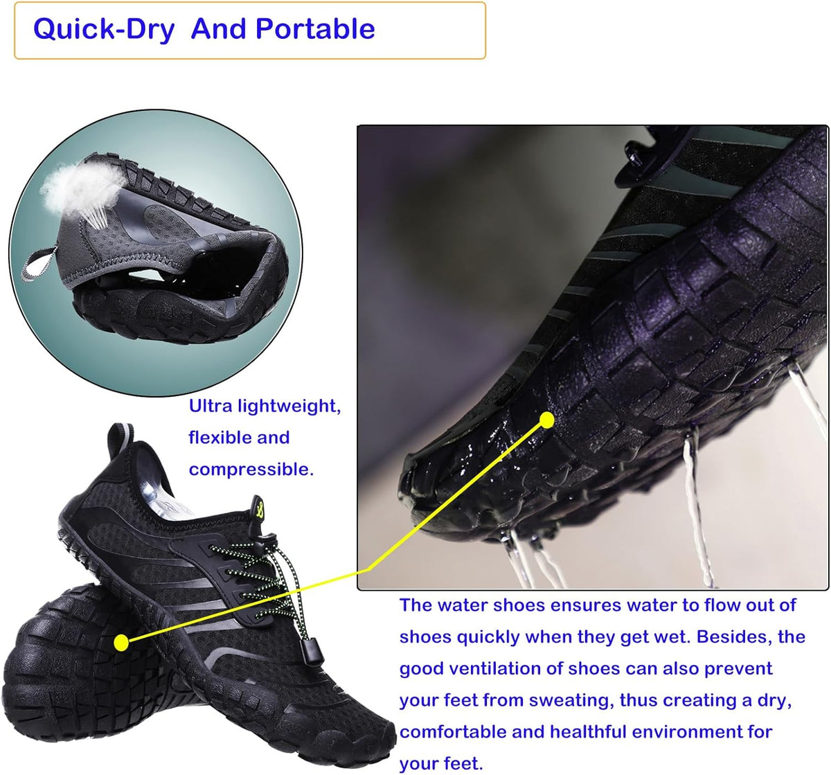 Skiennix Water Shoes - Quick-Dry Barefoot Aqua Shoes for Men & Women | Ideal for Beach, Pool, Hiking & Water Sports