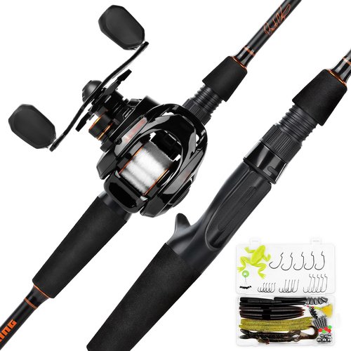 KastKing Brent Chapman Baitcasting Reel and Rod Combo, Tailored Tackle Kits, Pre-spooled Design, IM6 Graphite 2Pc Blanks, 5 + 1 Ball Bearings, Aluminum Oxide Ringed Stainless Steel Guides, EVA Handles