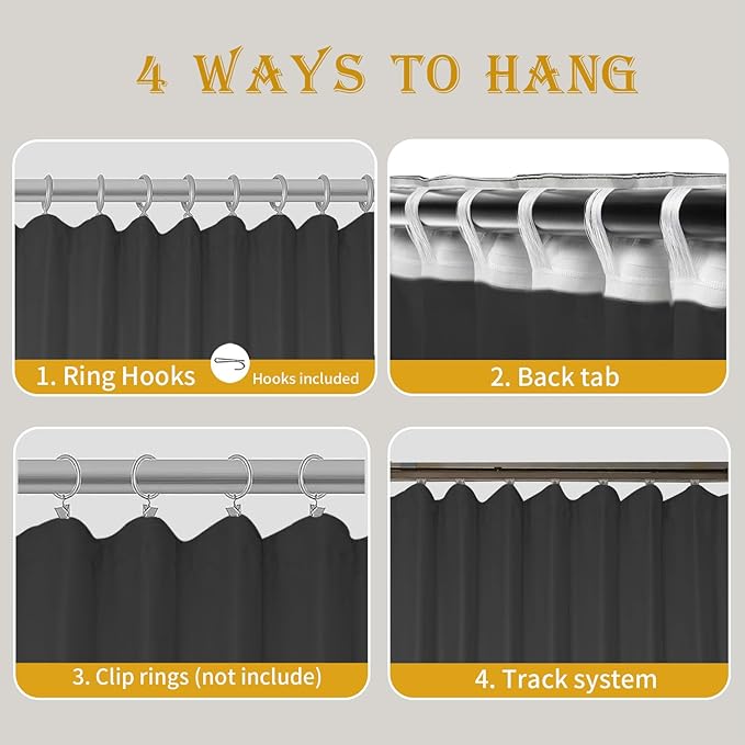 Room Divider Curtains for Ceiling Track Rod, 15 ft Wide x 7 ft Tall, 1 Panel