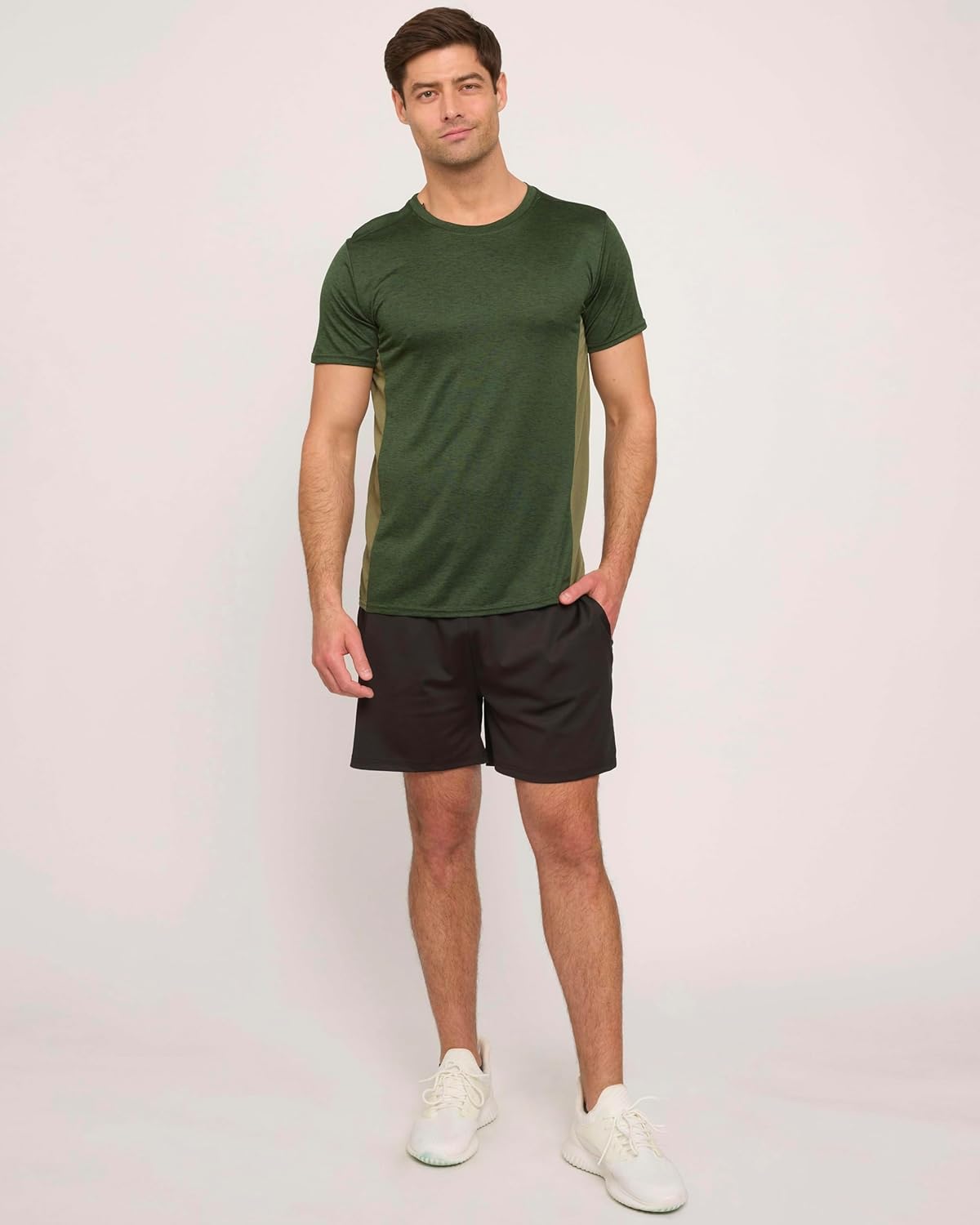 Real Essentials Men's Dry-Fit Short Sleeve Crew Neck T-Shirts - 5 Pack Athletic Workout Tees