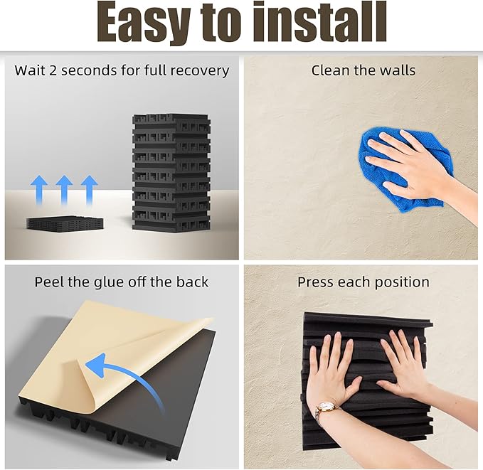 Upgrade 24 pack Self-adhesive Sound Proof Foam Panels, Decorative Soundproof