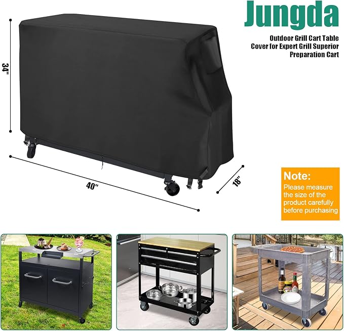 Outdoor Prep Cart Cover for Expert Grill Superior Preparation Cart,Waterproof Heavy Duty Patio Table Grill Cart Cover - 40 x 18 x 35 Inch