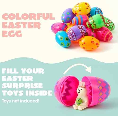 JOYIN Colorful Fillable Plastic Eggs - 3.15 Inch Bulk Set for Easter Hunt & Party Favors | 30 Pcs
