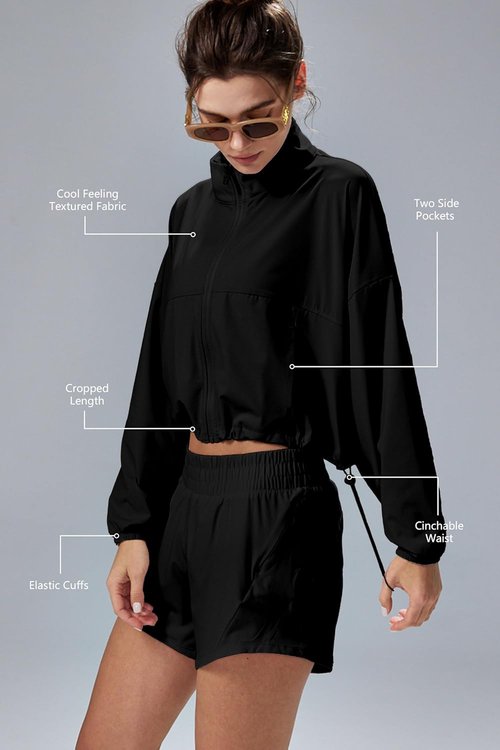 Altiland Women's Cropped Zip-Up Jacket - UPF 50+ Sun Protection for Athletic Workouts | Cool Comfort