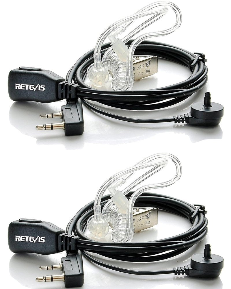 Retevis Walkie Talkie Earpiece with Mic, Comfortable Acoustic Tube, for RT22 RT68 RT21 H-777 RT86A, Compatible with Kenwood, Baofeng BF-888S/BF-T26, Pxton Walkie Talkies, Surveillance Headset(2 Pack)