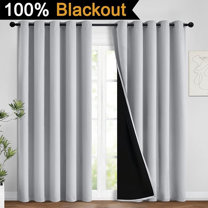 Yakamok 2 Thick Layers 100% Completely Blackout Window Curtains, Thermal