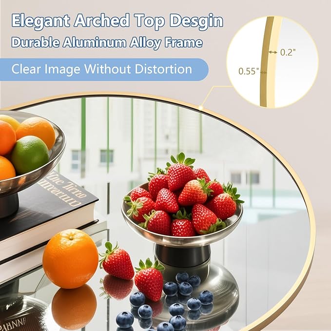Large Mirror Full Length 76"X44", Oversized Arched Floor Mirror