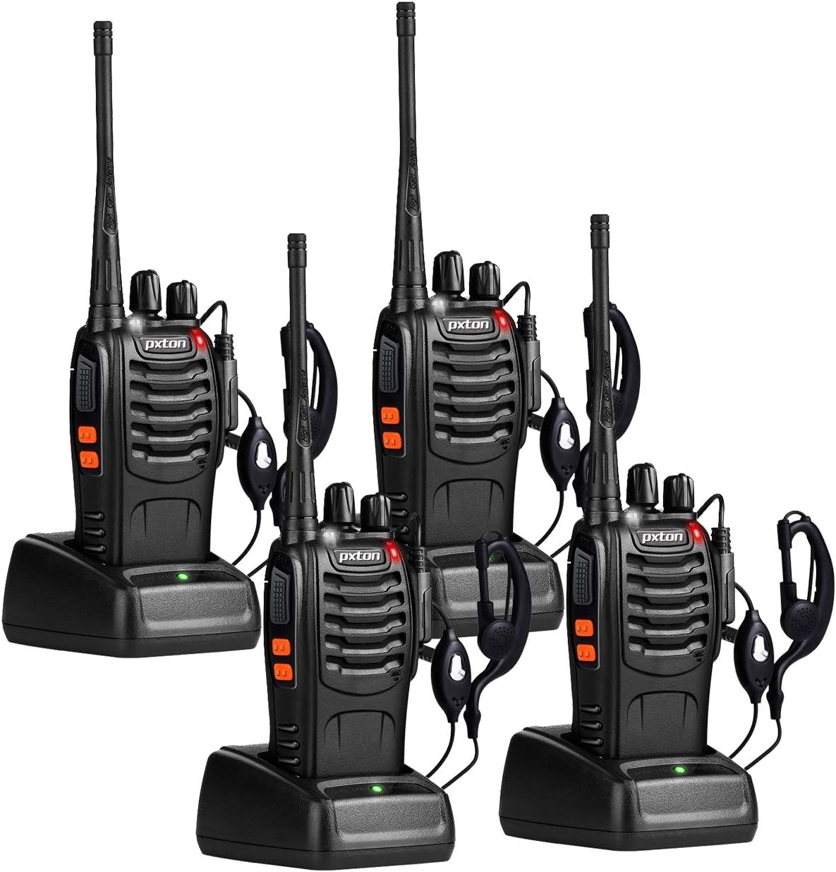 Pxton Walkie Talkies - Long Range Rechargeable 2-Way Radios with Headphones | 8 Pack with VOX & Noise Reduction