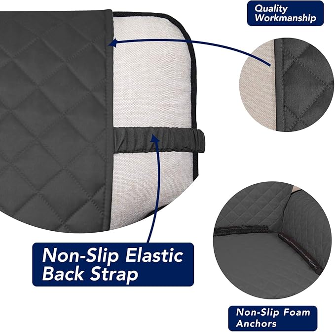 PureFit Reversible Quilted Sofa Cover, Water Resistant Slipcover Furniture Protector, Washable Couch Cover with Non Slip and Elastic Straps for Kids, Dogs, Pets (Chair, Dark Gray/Beige)