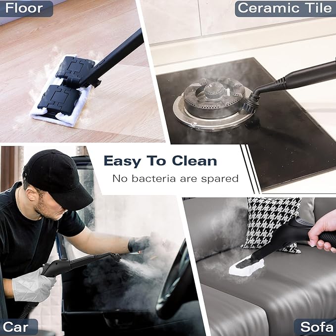 Steam Cleaner, Steam Cleaner For Home, Handheld Steamer For Cleaning With 21 Accessories, 248 °F High Temperature, Suitable for Grout, Floor. Sofas, Upholstery, White
