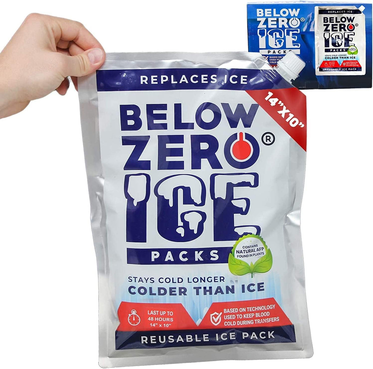 Below Zero Large Reusable Ice Packs for Coolers – Long Lasting Cooler Ice Pack Blocks, Leak-Proof Freezer Packs for Camping, Lunch Boxes & Travel – Large 14”x10” (3-Pack)