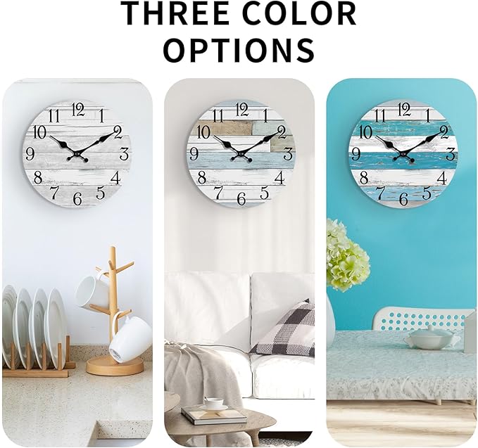 KECYET Wall Clock Battery Operated 16 Inch Large Silent Non Ticking Coastal