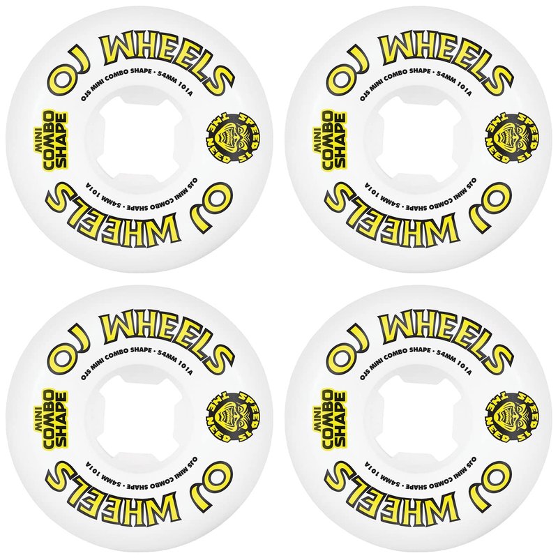 OJ Skateboard Wheels Team Line Original Mini Combo 101a Skateboard Wheels - Yellow, 54mm