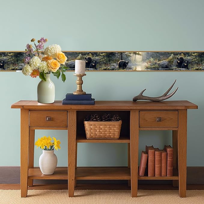 Forest Bear Wallpaper Border 196x4 Inch Peel and Stick Wall Border Self