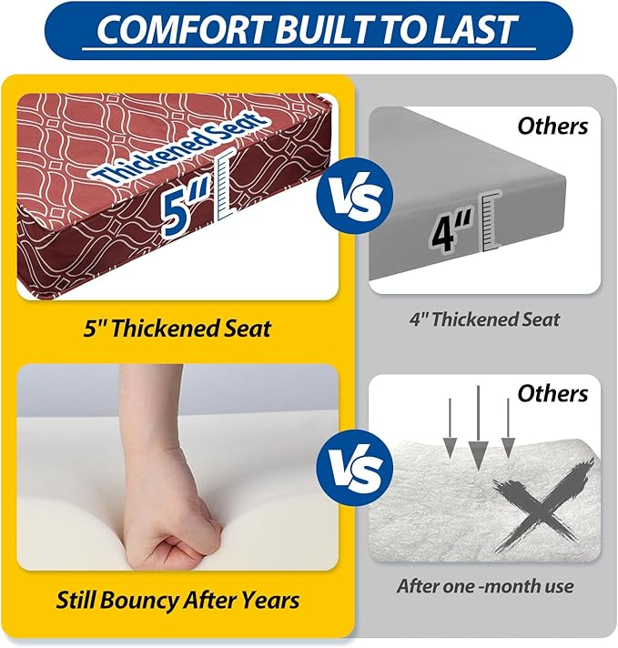 AAAAAcessories Outdoor Seat Cushions for Chairs, Fade-Resistant, Waterproof Patio Furniture Replacement Cushions, 25.5" x 25.5" x 5" + 25.5" x 19", Clay Red Vine Trellis